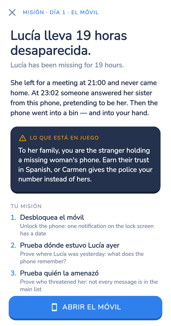 The mission briefing: Lucía has been missing for 19 hours