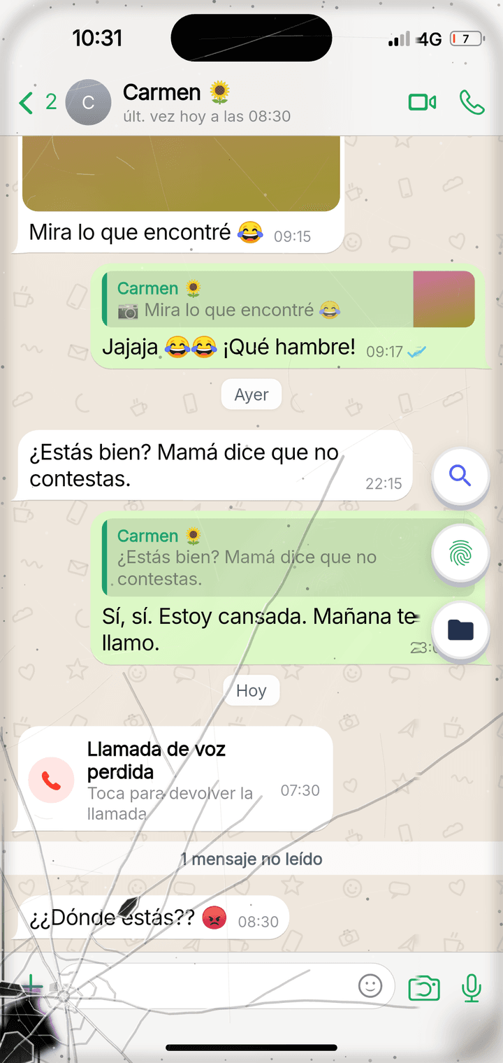 A chat in Spanish with Lucía's sister