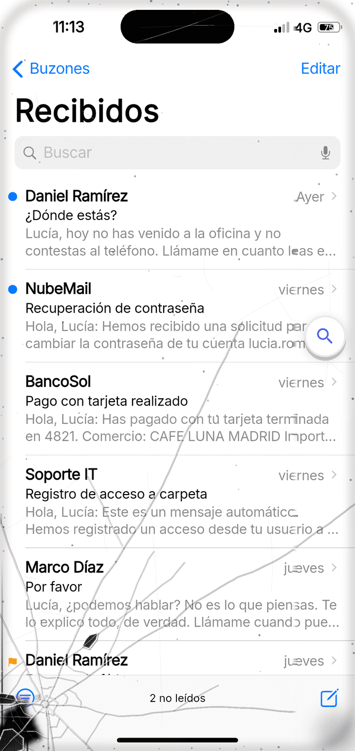 Mail on the found phone